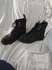 Dr Martens 1460 Buckle Harness Leather Lace Up Boots Black UK SIZE 8