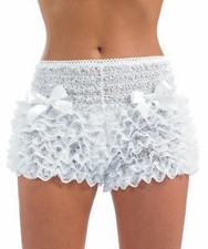 Womens White Ruffle Pants