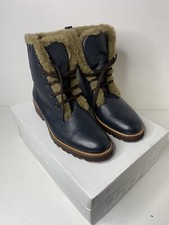 Leather Fur Lined Navy Ankle