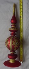 Beautiful old rare red gold tabletop Hand Blown painted Glass Finial Christmas