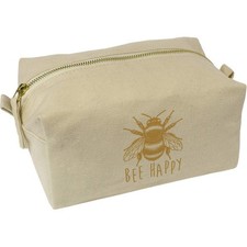 'Bee Happy Bumblebee' Canvas Wash Bag / Makeup Case (CS00045289)