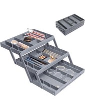 3 Tier Drawer Organizer, Folding Smart Drawer Organiser Multi Level Expandable D