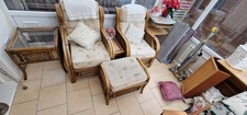 Rattan Conservatory Furniture Set With Glass Top Side Table