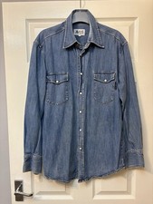 Dolce & Gabbana Men's Long Sleeve Western Denim Shirt Pearl Snap Buttons D&G L 