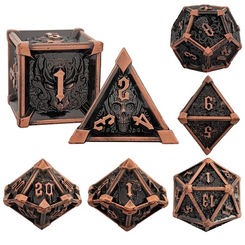 Colored polyhedral metal dice - colored,