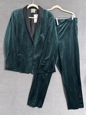 Asos Suit Tuxedo 10 Jacket 14 Pants Green Black Velvet Holiday Cocktail Party