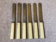 ART DECO Vintage Set 6 Faux Bone Handle DINNER KNIVES Sheffield