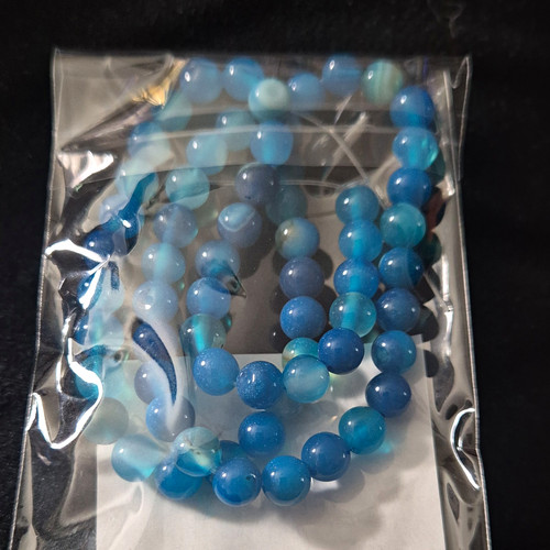 Blue agate round - round, gemstone