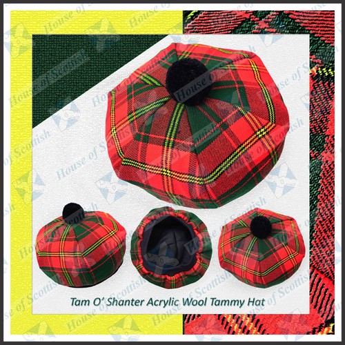 Ulster red irish tartan tam - red,