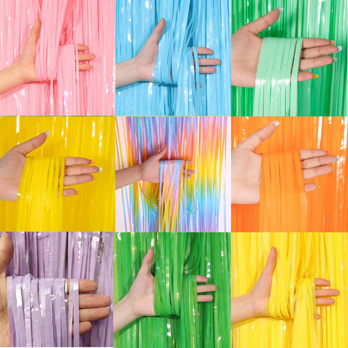 Pastel tinsel fringe curtain - pastel,