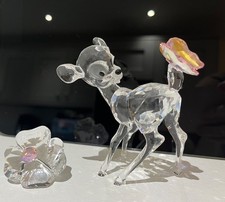 Swarovski Disney Crystal Bambi Figure and Plaque Boxed 