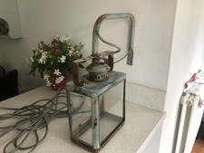 Vintage Wall Mounted Oil Paraffin Lamp Light Metal Glass Converted Electric Bulb