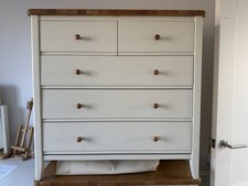 John Lewis Solid Wood Chest of Drawers – White & Oak Top
