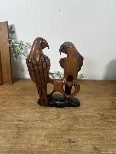 Vintage carved wooden parrot - vintage,