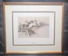 Horse Racing Jumps Print 'Pulse for Pulse with Heart of Life' 38x32cm Sporting 