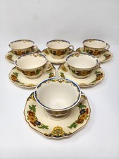 Set Of 6 Tea Cups & Saucers John Maddock & Son England Reed Shape 73795 Minerva