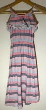 TU Sainsburys Stripy pink blue white strappy Long Maxi Dress Girls Age 9 (A6)