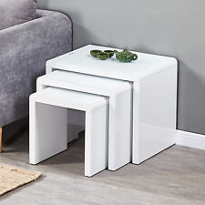 High Gloss Nest of 3 Coffee Tables Side End Table Set Living Room Furniture 40mm