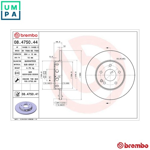 Brake disc 4750 41 for - disc,