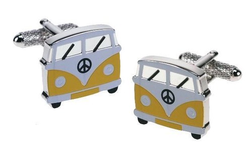 Camper van cufflinks yellow - camper,