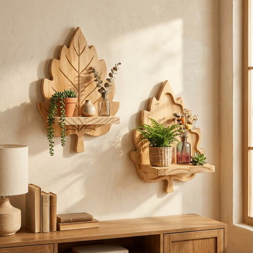 Wooden wall shelf - wooden, mounted