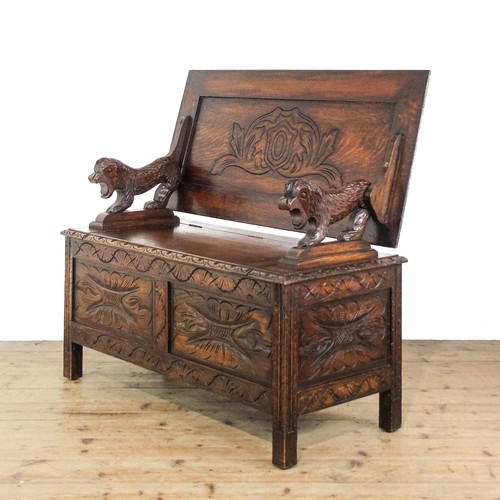 Antique oak monks bench - oak,
