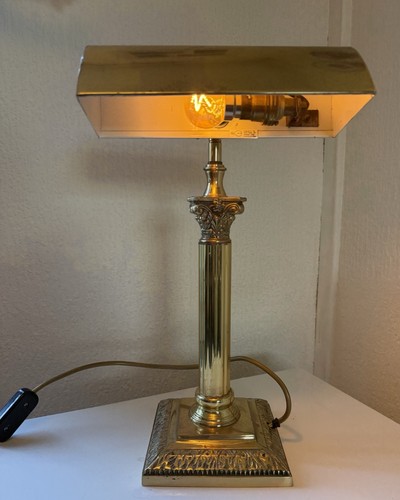 Vintage brass bankers lamp - vintage,