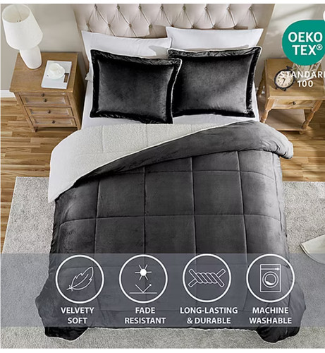 Sherpa faux suede comforter - faux,