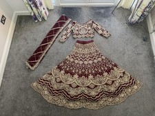 Wedding lengha maroon - lengha, gold-