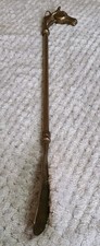 ** VINTAGE BRASS HORSE HEAD LONG  HANDLED SHOE HORN **