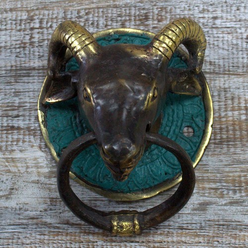Brass door knocker - rams, head