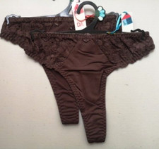New Set of 2 Brown High Rise & Leg Lace Side Thongs Sizes 10/12s (M) 14/16 (L)
