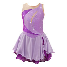 Girls Glitter Shiny Ballet Dance Ice Skating Sleeveless Gymnastic Leotard Dress