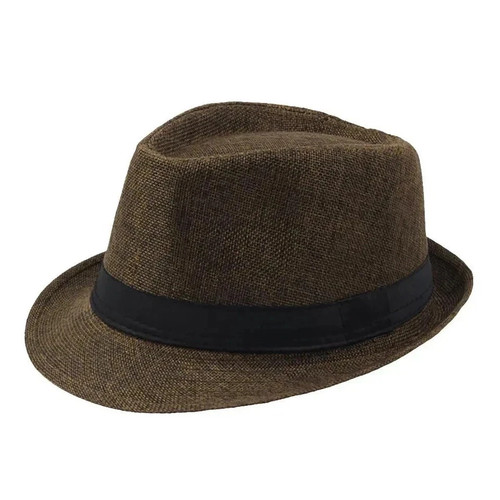 Men women straw fedora hat - straw,