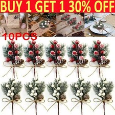 10X Fake Snow Frost Pine Branch Cone Berry Holly Xmas Tree Christmas Ornament UK