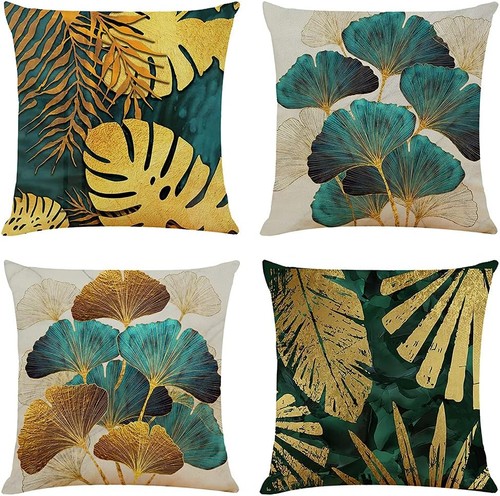 Niulaa teal and gold - gold, leaves