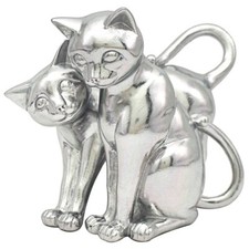 Twin Cats Ornament Silver Art