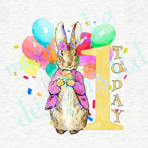 Flopsy 1st birthday fabric - 1st,