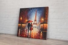 Romantic Couple Paris Eiffel Tower France Red Canvas Wall Art Painting Picture