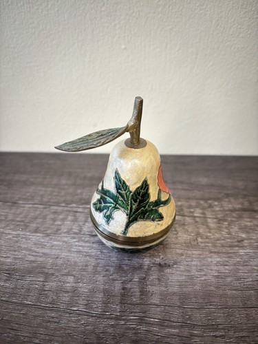 Vintage brass enamel - vintage, pear