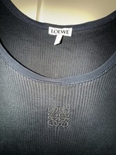 Loewe Anagram Ribbed Silk Knit Jersey Tank Top Navy Size S (UK6/8)
