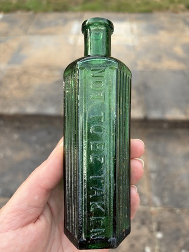 Green glass poison bottle - poison, with