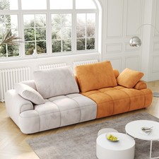 Modern 2-Seat Sofa Gray Yellow