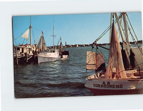 Postcard shrimp boats - postcard, at