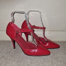 Pleaser USA VANITY-415 Red Patent T-Strap D'Orsay Shoes 