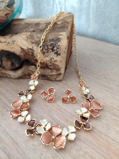 Enamel flower jewellery set - enamel,
