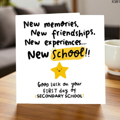 New school card first day - first,