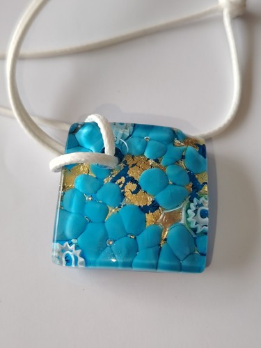 Fused blue dichroic - blue, murano