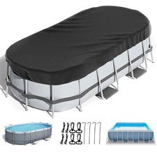 LXKCKJ 12x21FT Rectangular Above Ground Solar Pool Cover UV & Dustproof Black