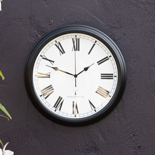 Outdoor garden clock - clock, black